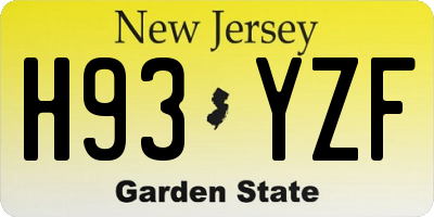 NJ license plate H93YZF