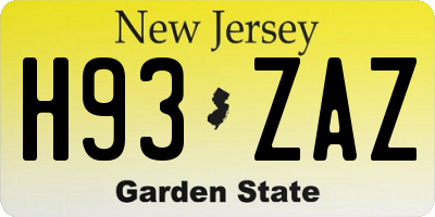 NJ license plate H93ZAZ