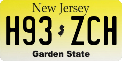 NJ license plate H93ZCH