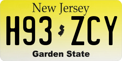 NJ license plate H93ZCY