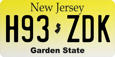 NJ license plate H93ZDK
