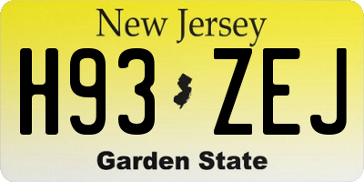 NJ license plate H93ZEJ