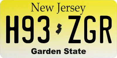 NJ license plate H93ZGR