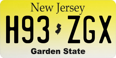 NJ license plate H93ZGX