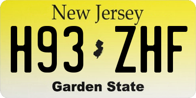 NJ license plate H93ZHF