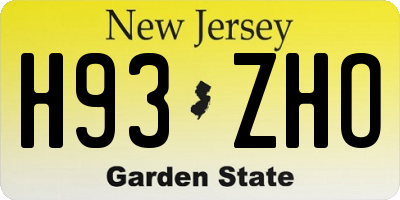 NJ license plate H93ZHO