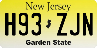 NJ license plate H93ZJN