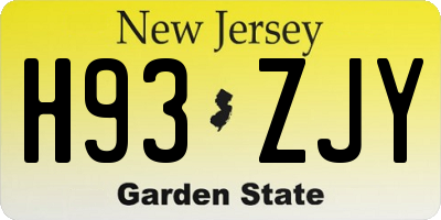 NJ license plate H93ZJY