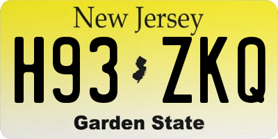 NJ license plate H93ZKQ