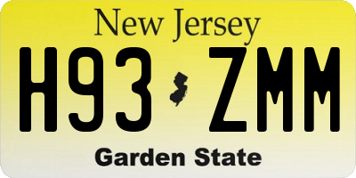 NJ license plate H93ZMM