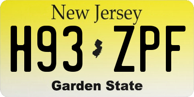 NJ license plate H93ZPF