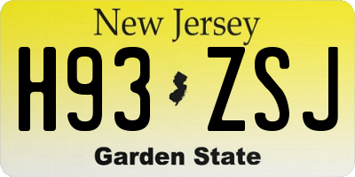 NJ license plate H93ZSJ