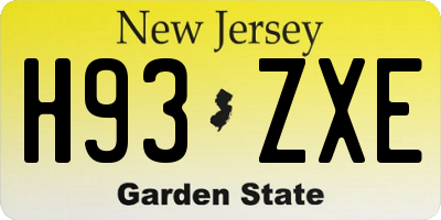 NJ license plate H93ZXE