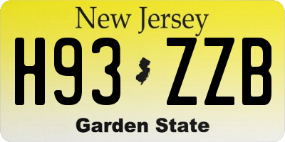 NJ license plate H93ZZB
