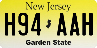 NJ license plate H94AAH