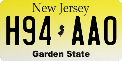 NJ license plate H94AAO