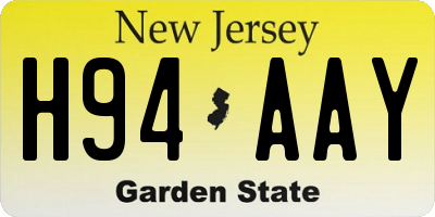NJ license plate H94AAY