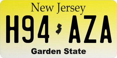 NJ license plate H94AZA