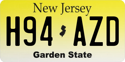 NJ license plate H94AZD