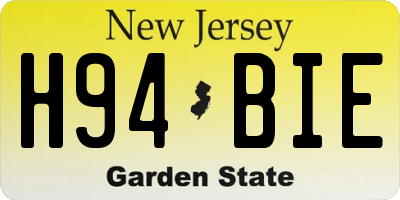 NJ license plate H94BIE