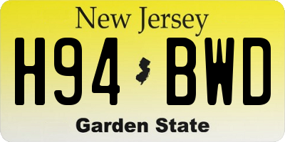 NJ license plate H94BWD