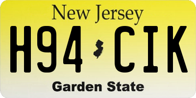 NJ license plate H94CIK
