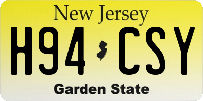 NJ license plate H94CSY