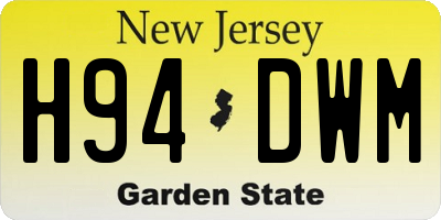 NJ license plate H94DWM