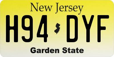 NJ license plate H94DYF