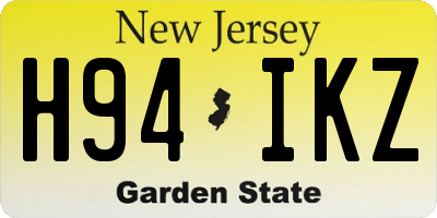 NJ license plate H94IKZ