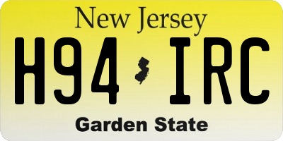 NJ license plate H94IRC