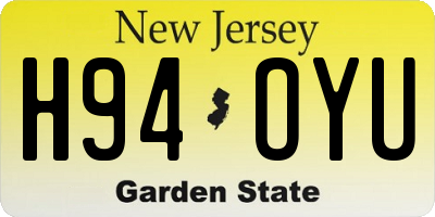 NJ license plate H94OYU