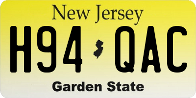 NJ license plate H94QAC