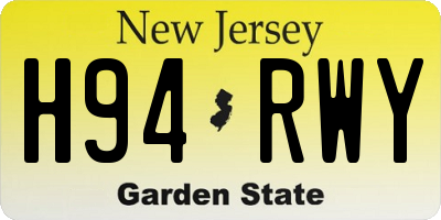 NJ license plate H94RWY