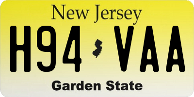 NJ license plate H94VAA
