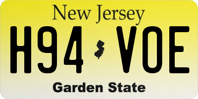 NJ license plate H94VOE