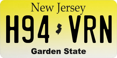 NJ license plate H94VRN