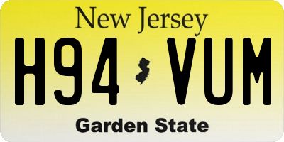 NJ license plate H94VUM