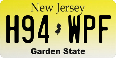 NJ license plate H94WPF