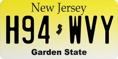 NJ license plate H94WVY