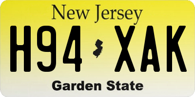 NJ license plate H94XAK