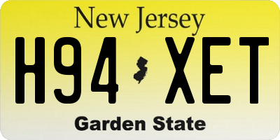 NJ license plate H94XET