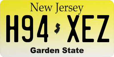 NJ license plate H94XEZ