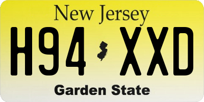 NJ license plate H94XXD