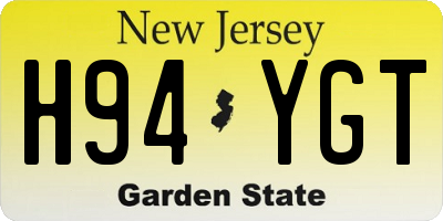 NJ license plate H94YGT