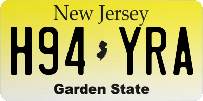 NJ license plate H94YRA