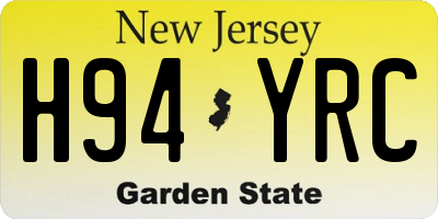 NJ license plate H94YRC