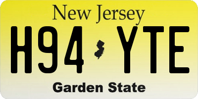 NJ license plate H94YTE