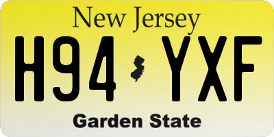 NJ license plate H94YXF