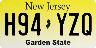 NJ license plate H94YZQ